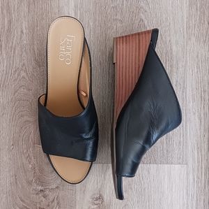 Franco Sarto open toe low wedge